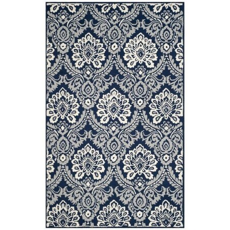 Safavieh Blossom Hand Tufted Runner Rug, Navy and Ivory - 2 ft.-3 in. x 8 ft. BLM106B-28